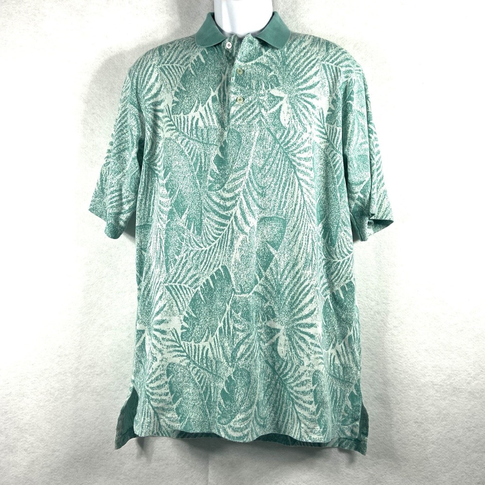 Polo Golf Ralph Lauren Shirt Men's Large Green White Floral Short Sleeves
